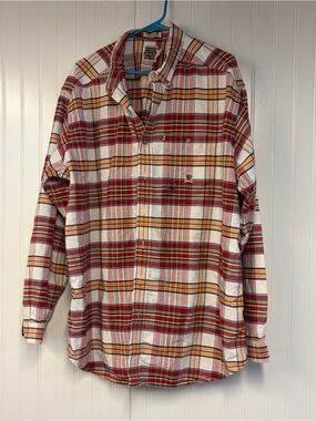 Rough Stock Panhandle Slim Red Plaid Button-Down Men's Shirt XXL Cotton Vintage